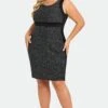 Plus Black Wrap Contoured Panel Midi Dress