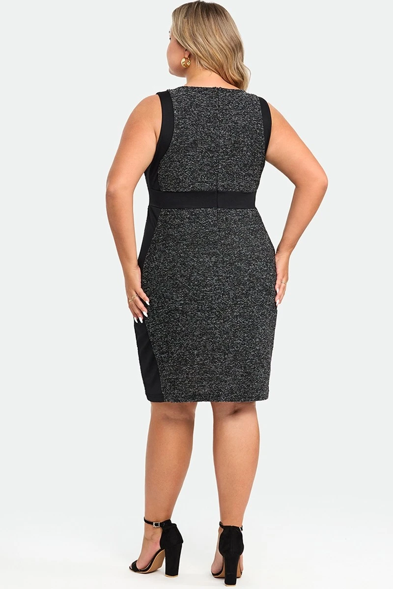 Plus Black Wrap Contoured Panel Midi Dress 2 Plus Black Wrap Contoured Panel Midi Dress - Image 2