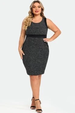 Plus Black Wrap Contoured Panel Midi Dress 9 Plus Black Wrap Contoured Panel Midi Dress -Sandy Bikinis Shop c sd044001 3
