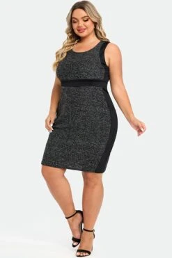 Plus Black Wrap Contoured Panel Midi Dress 10 Plus Black Wrap Contoured Panel Midi Dress -Sandy Bikinis Shop c sd044001 5