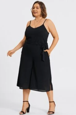 Plus Size Black Sleeveless Easy Culotte Jumpsuit -Sandy Bikinis Shop c sd045001 5