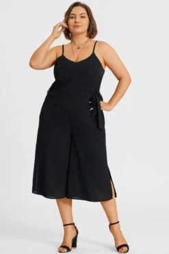 Plus Size Black Sleeveless Easy Culotte Jumpsuit -Sandy Bikinis Shop c sd045001 6