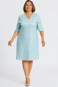 Floral Print Blue Polo Half Sleeves Midi Dress -Sandy Bikinis Shop c sd046001 4