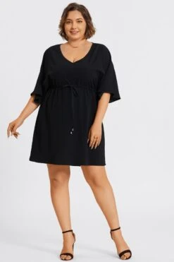 V-Neck Solid Color Elastic Eaist Ruffle Long Tunic 8 V-Neck Solid Color Elastic Eaist Ruffle Long Tunic -Sandy Bikinis Shop c sd047001 3