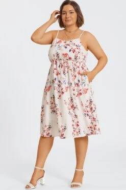 Floral Print Square Neck Chiffon Pleated Midi Dress -Sandy Bikinis Shop c sd049002 4