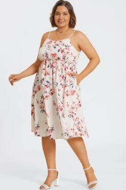 Floral Print Square Neck Chiffon Pleated Midi Dress -Sandy Bikinis Shop c sd049002 6