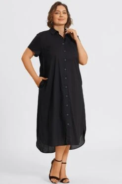 Plus Size Black Short Sleeve Shirt Maxi Dress -Sandy Bikinis Shop c sd050001 6