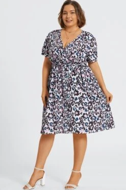 Plus Size Floral Print V-Neck Midi Dress -Sandy Bikinis Shop c sd053001 5