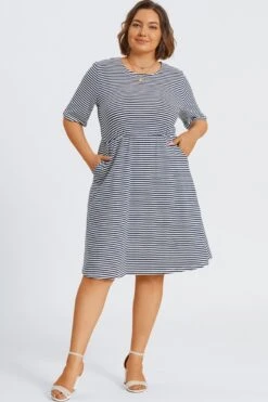 High Neck Half Sleeve Skater Midi Dress -Sandy Bikinis Shop c sd055001 4