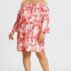 Floral Print Off-Shoulder Carmen Style Midi Dress