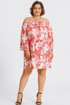 Floral Print Off-Shoulder Carmen Style Midi Dress -Sandy Bikinis Shop c sd056001 3
