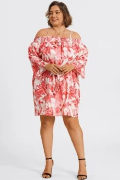 Floral Print Off-Shoulder Carmen Style Midi Dress -Sandy Bikinis Shop c sd056001 4