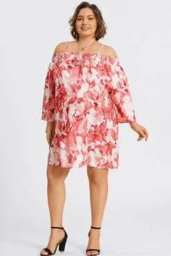 Floral Print Off-Shoulder Carmen Style Midi Dress -Sandy Bikinis Shop c sd056001 5