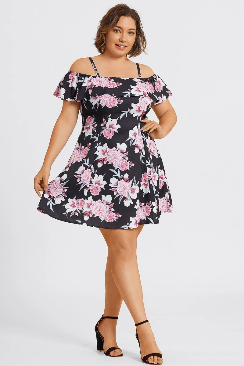 Floral Print Cold Shoulder Flutter Sleeve Midi Dress 6 Floral Print Cold Shoulder Flutter Sleeve Midi Dress - Image 6