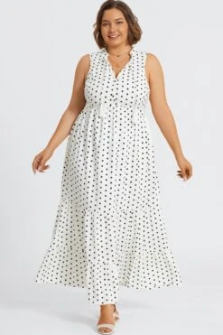 Polka Dots Textured Woven Tiered Maxi Dress 8 Polka Dots Textured Woven Tiered Maxi Dress -Sandy Bikinis Shop c sd060001 3
