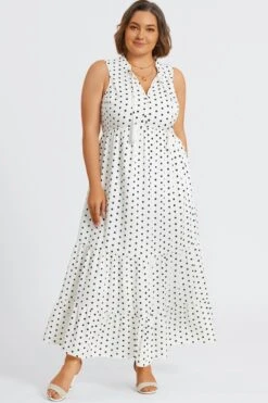 Polka Dots Textured Woven Tiered Maxi Dress 9 Polka Dots Textured Woven Tiered Maxi Dress -Sandy Bikinis Shop c sd060001 5