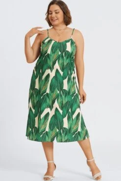 Plus Size Tropical Print Cami Maxi Dress -Sandy Bikinis Shop c sd064001 4 2