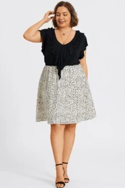 Leopard Print Ruffle Short Sleeves Midi Dress -Sandy Bikinis Shop c sd065001 1