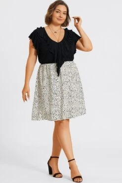 Leopard Print Ruffle Short Sleeves Midi Dress -Sandy Bikinis Shop c sd065001 6