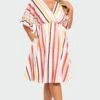 V-Neck Color Striped Dolman Sleeve Maxi Dress