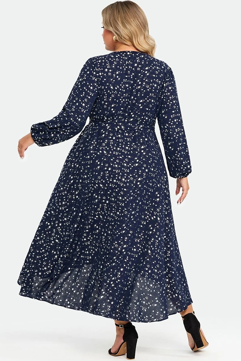 V-Neck Pocket High Low Hem Belted Wrap Dress 2 V-Neck Pocket High Low Hem Belted Wrap Dress - Image 2