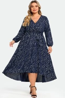 V-Neck Pocket High Low Hem Belted Wrap Dress 8 V-Neck Pocket High Low Hem Belted Wrap Dress -Sandy Bikinis Shop c sdbc008005 3