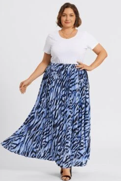 Zebra Print Flowing Crinkled Elastic Waist Long Skirt -Sandy Bikinis Shop c sk001001 3
