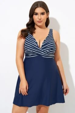 Navy And White Stripe Wrap Front Swimdress 8 Navy And White Stripe Wrap Front Swimdress -Sandy Bikinis Shop dsc00050