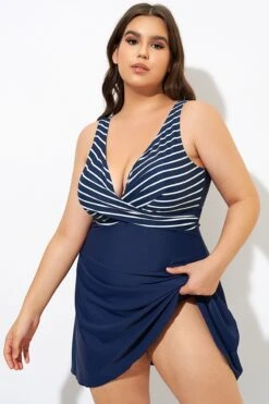 Navy And White Stripe Wrap Front Swimdress 10 Navy And White Stripe Wrap Front Swimdress -Sandy Bikinis Shop dsc00070