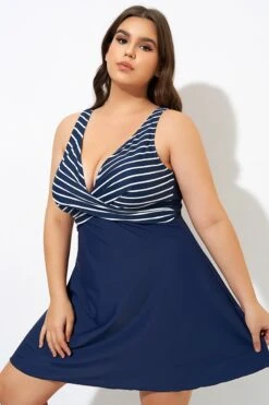 Navy And White Stripe Wrap Front Swimdress 11 Navy And White Stripe Wrap Front Swimdress -Sandy Bikinis Shop dsc00079