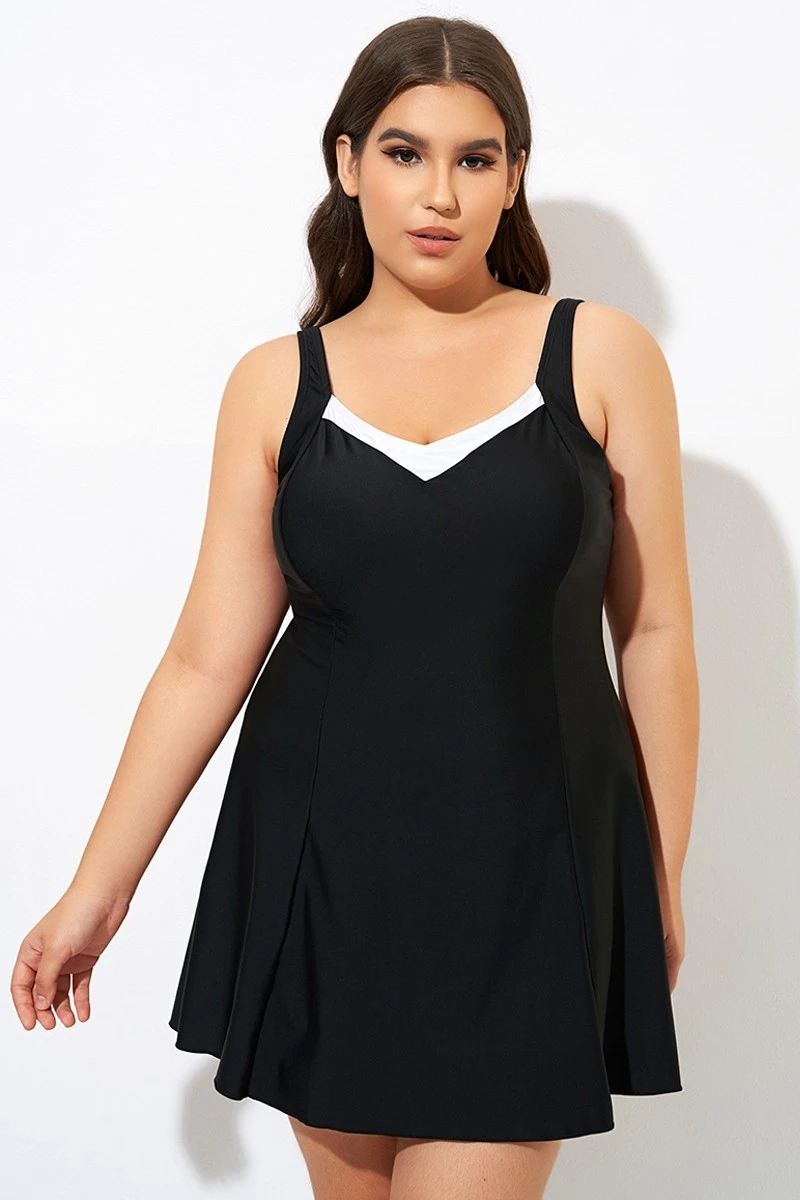 Classic Wide Straps Sweetheart Neckline Swimdress 1 Classic Wide Straps Sweetheart Neckline Swimdress