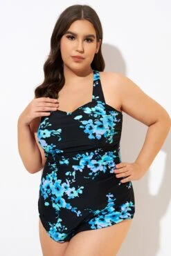 Blue Flower H-Back Sarong Front One Piece Swimsuit 9 Blue Flower H-Back Sarong Front One Piece Swimsuit -Sandy Bikinis Shop dsc00504