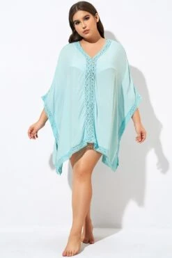 Aquamarine Bohemian Tunic Cover Up With Sleeves -Sandy Bikinis Shop dsc00749