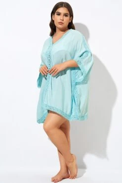 Aquamarine Bohemian Tunic Cover Up With Sleeves -Sandy Bikinis Shop dsc00765