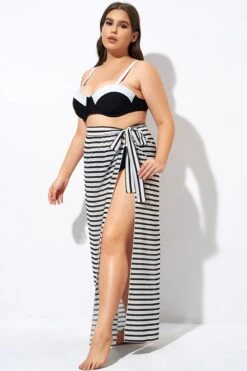 Stripe Nautical Chiffon Tie Maxi Beach Sarong -Sandy Bikinis Shop dsc00860