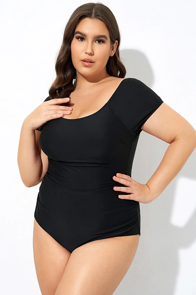 Elegant Solid Black Ladder Back One Piece Swimsuit 5 Elegant Solid Black Ladder Back One Piece Swimsuit - Image 5