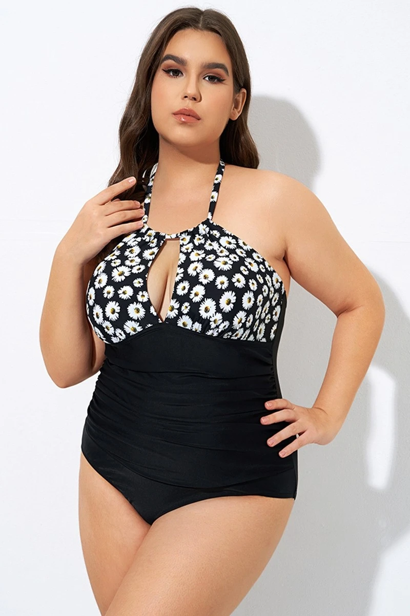 Daisy Print Cutout High Neck One Piece Swimsuit 4 Daisy Print Cutout High Neck One Piece Swimsuit - Image 4