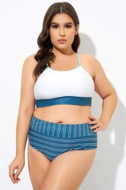 Teal Striped Women Bikini Top -Sandy Bikinis Shop dsc08876
