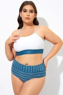 Teal Striped Women Bikini Top -Sandy Bikinis Shop dsc08903