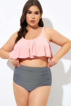 Womens High Waisted Falbala 2 Tiered Bikini Top -Sandy Bikinis Shop dsc08938 1