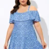 Pretty Ditsy Prints Off-the-Shoulder Swimdress