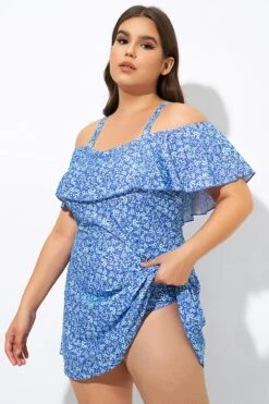 Pretty Ditsy Prints Off-the-Shoulder Swimdress -Sandy Bikinis Shop dsc09037 2