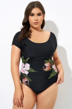 Black Mesh Flower Lady One Piece Swimsuit -Sandy Bikinis Shop dsc09186
