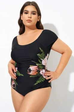 Black Mesh Flower Lady One Piece Swimsuit -Sandy Bikinis Shop dsc09200