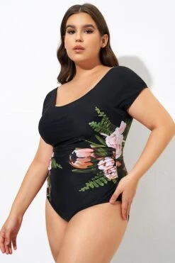 Black Mesh Flower Lady One Piece Swimsuit -Sandy Bikinis Shop dsc09213