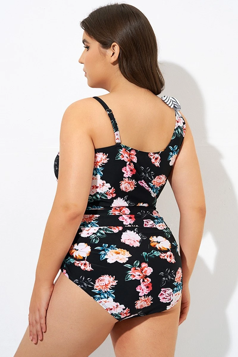 Flower One Shoulder Bow One Piece Swimsuit 2 Flower One Shoulder Bow One Piece Swimsuit - Image 2