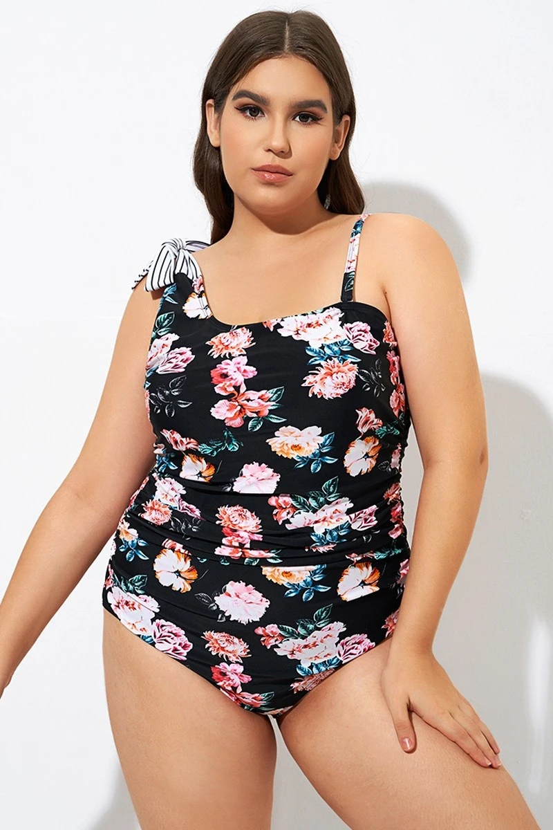 Flower One Shoulder Bow One Piece Swimsuit 5 Flower One Shoulder Bow One Piece Swimsuit - Image 5