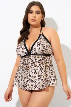 Modern Leopard Print Loop Strap Tankini Top -Sandy Bikinis Shop dsc09385