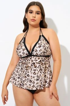 Modern Leopard Print Loop Strap Tankini Top -Sandy Bikinis Shop dsc09400