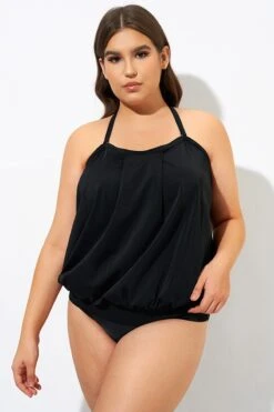 Soild Black Sexy Loose Bandeau Tankini Top -Sandy Bikinis Shop dsc09439